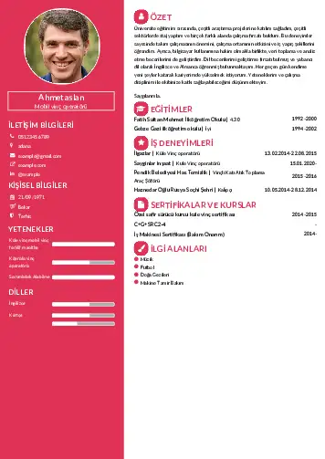 Vinç Operatörü Cv Örnekleri cv indir